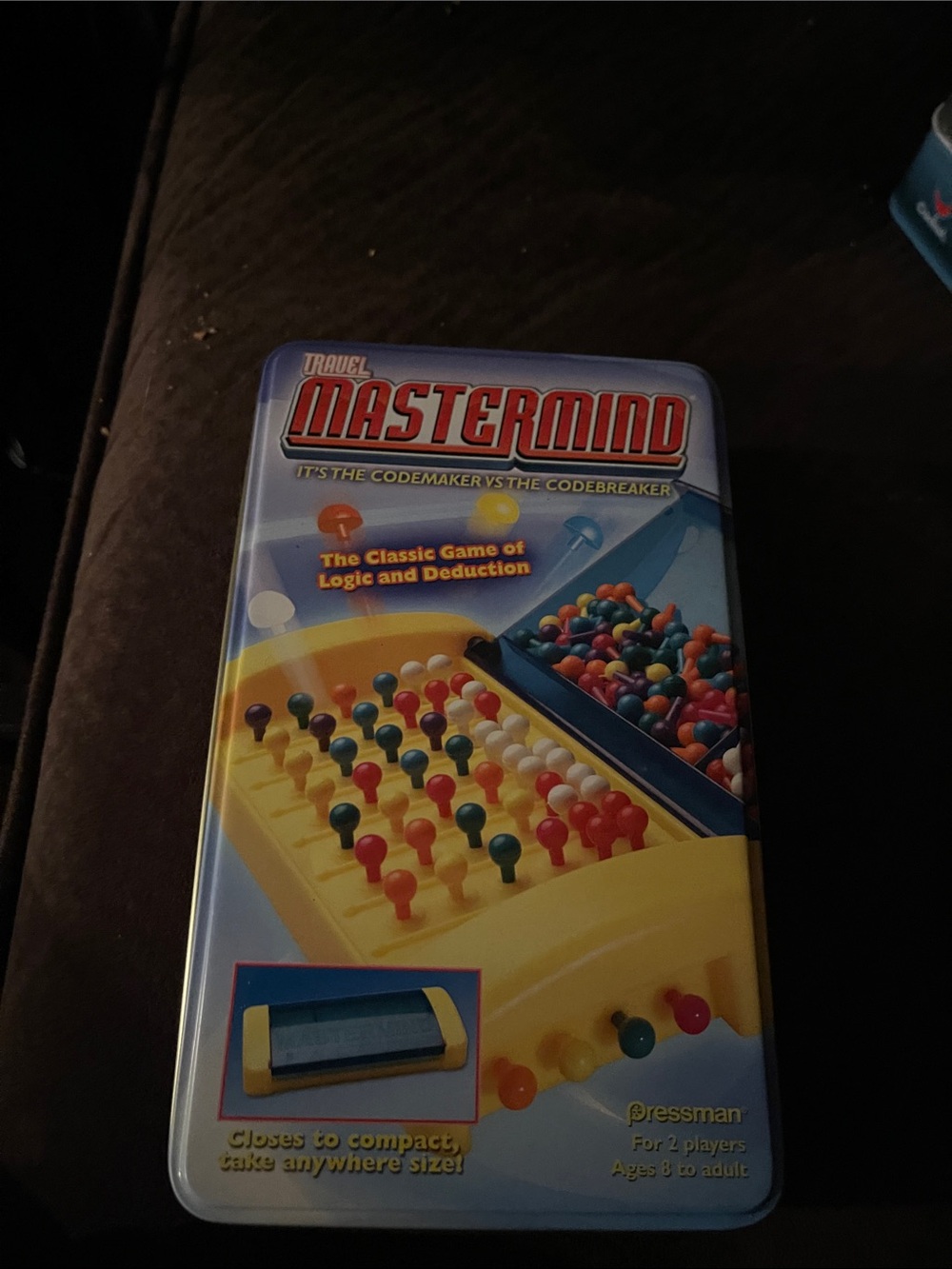 Travel Mastermind Logic Game - Yellow Case with Multicolor Pegs